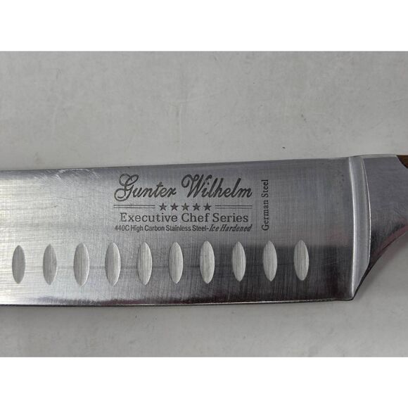 GUNTER WILHELM EXECUTIVE CHEF SERIES SANTOKU KNIFE 440C CARBON GERMAN STEEL 7" - Picture 2 of 5
